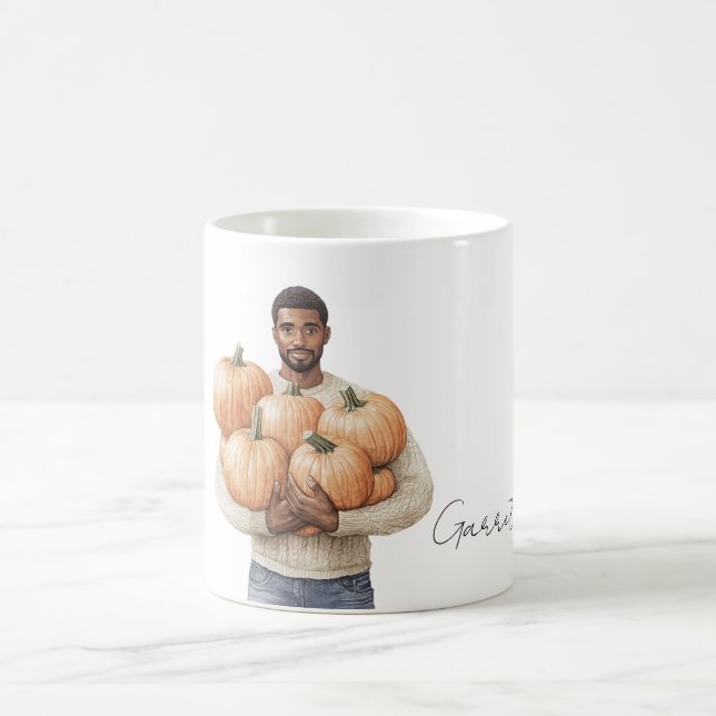 Caneca De Café Abóboras Laranjas Homem Negro (Centro)