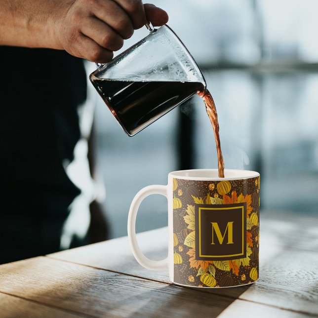 Caneca De Café Abóboras Outono Colheita Padrão (Criador carregado)