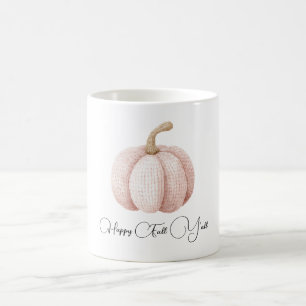 Caneca De Café Abobrinha Rosa Bege Feliz Outono Para Todos