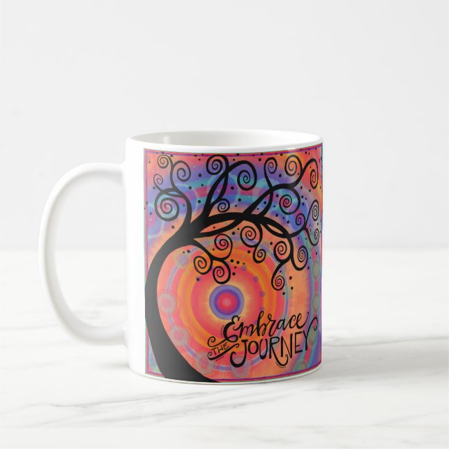 Caneca De Café Abraça a Árvore de Abstrato de Viagem (Esquerda)