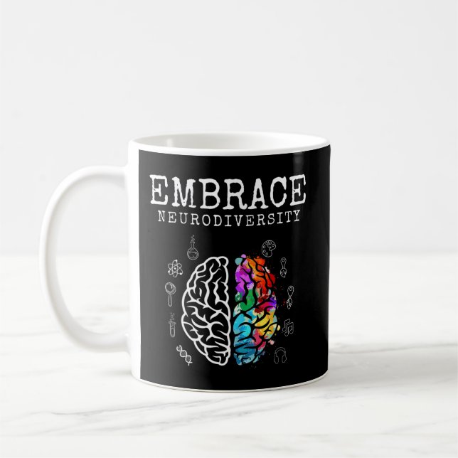 Caneca De Café Abraça a camisa da neurodiversidade. Este legal ne (Esquerda)