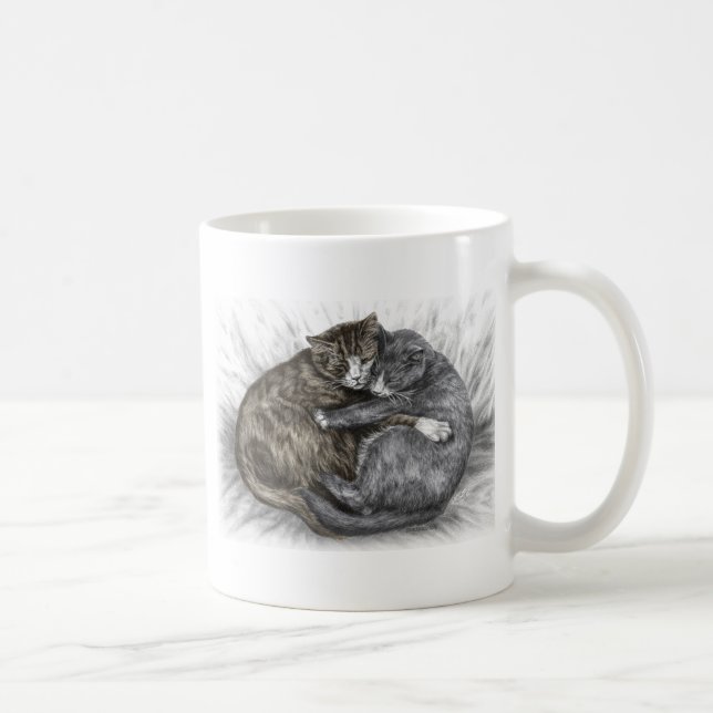 Caneca De Café Abraçando Gatos Dormindo (Direita)