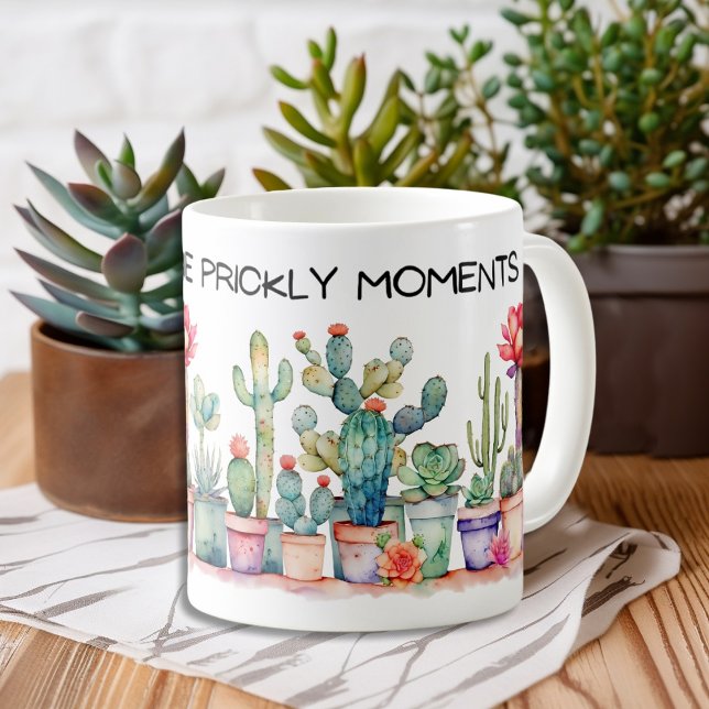 Caneca De Café Abraçar Os Momentos Mais Rápidos Cactos E Suculent (Criador carregado)