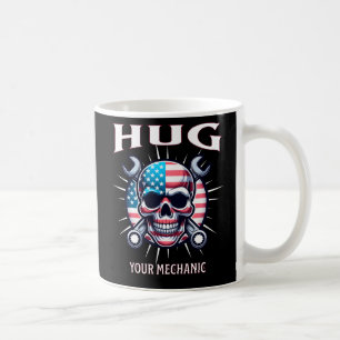 Caneca De Café Abraçe Seu Mecânico Crânio Patriótico Bandeira Ame