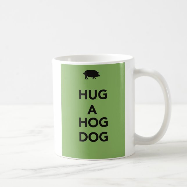 Caneca De Café Abrace um cão do porco (Direita)