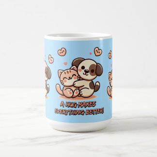 Caneca De Café Abraço De Cachorro E Gatinho