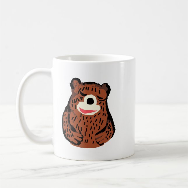 Caneca de Café Abraço de Urso Marrom Desenhado à M (Esquerda)