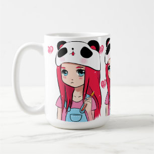 Caneca De Café Abraços de Panda & Sonhos Carmesim