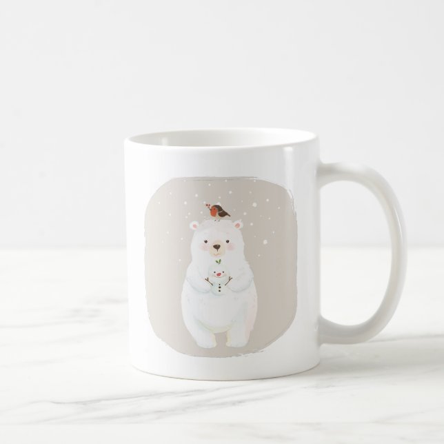 Caneca De Café Abraços do Urso Neve de Natal (Direita)