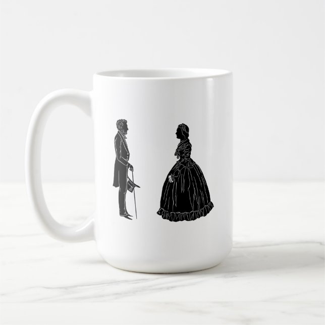 Caneca De Café abraham lincoln mary todd lincoln silhouette (Esquerda)