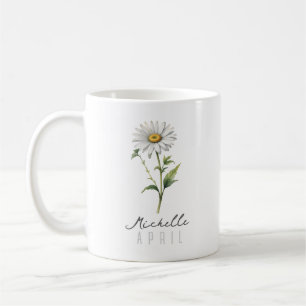 Caneca De Café Abril Mês de Nascimento Flor com Nome - Daisy