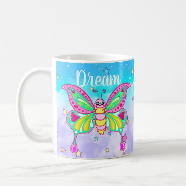 Caneca De Café Absolutamente Bonita "Sonho" Kawaii Butterfly Mug (Esquerda)