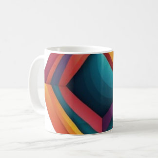 Caneca De Café Abstract 3D Geometric Diamond Gradient Art