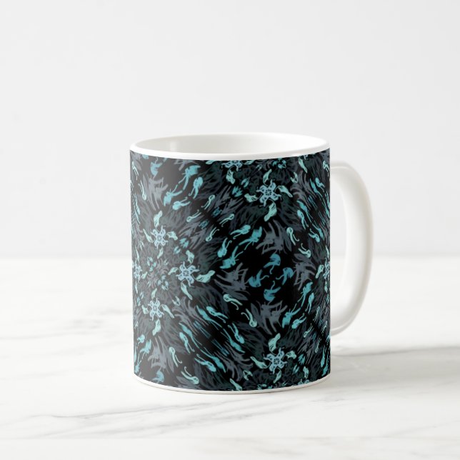 Caneca De Café Abstract Aquatic Shaded Repeating Pattern Swirls (Frente Esquerda)