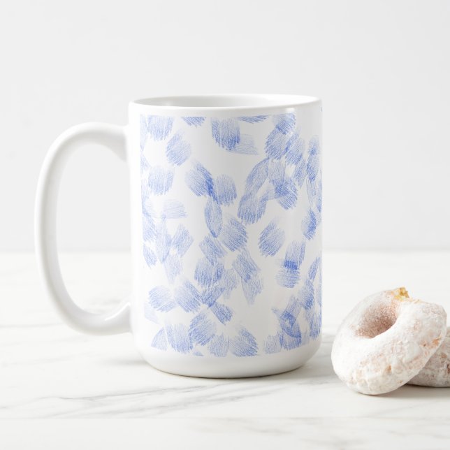 Caneca De Café Abstract Blue Paint Brush Strokes Pattern (Com Donut)