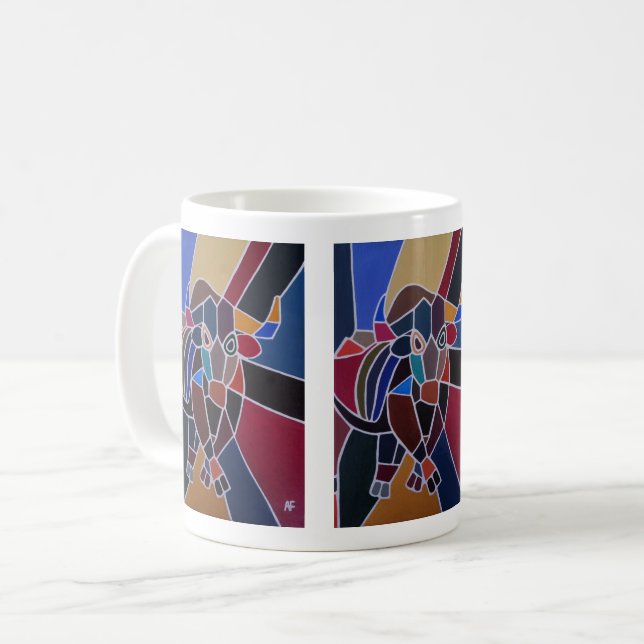 Caneca De Café Abstract Bull Painting by Alfred Fox (Frente Esquerda)