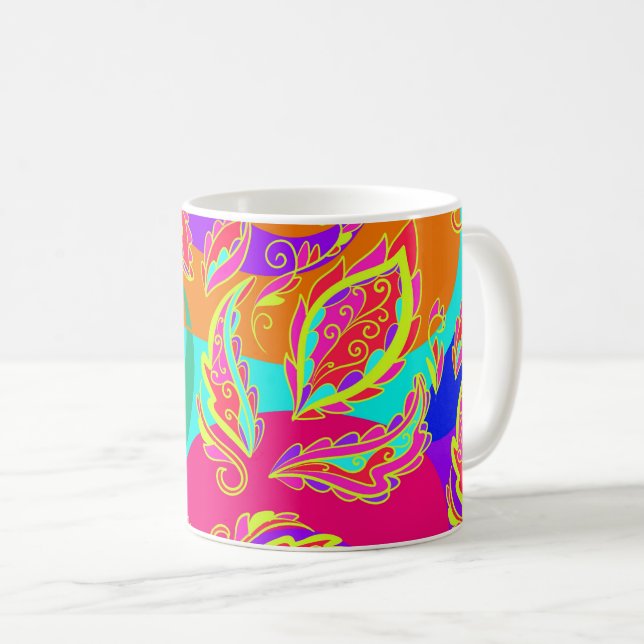 Caneca De Café abstract,color,pattern, indian,mandala,pink, (Frente Esquerda)
