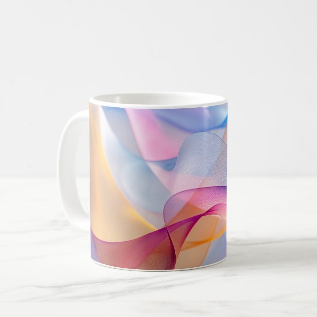 Caneca De Café Abstract Colorful Flowing Ribbons (Frente Esquerda)