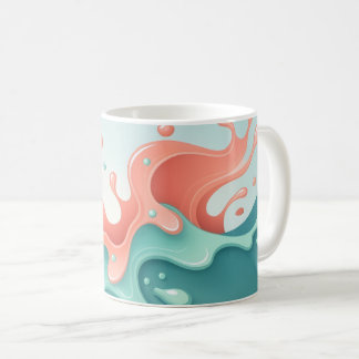 Caneca De Café Abstract Coral & Teal Fluid Art Coffee Mug