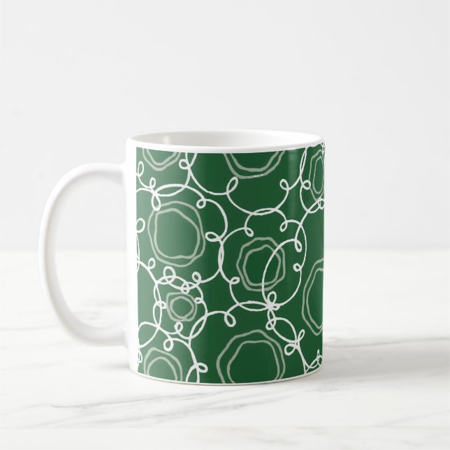 Caneca De Café Abstract Floral Matrix (Dark Green) Fine Art (Esquerda)