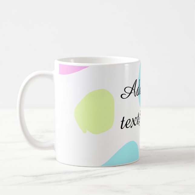 Caneca De Café Abstract geometric shapes pastel add name photo ba (Esquerda)