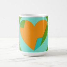 Abstract Heart Green Teal Orange Circle