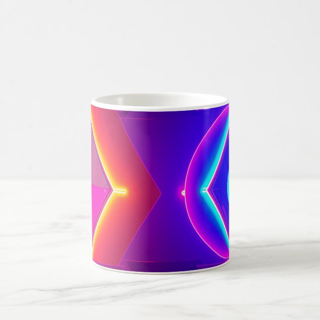 Caneca De Café Abstract Neon Geometric Mug-Modern Bold Neon Shape (Centro)