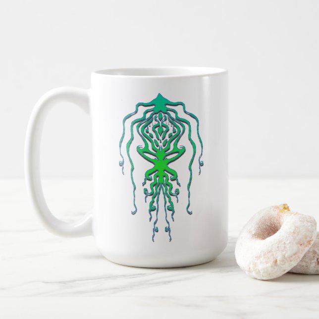 Caneca De Café Abstract Octopus Tribal Squid Tattoo Design (Com Donut)