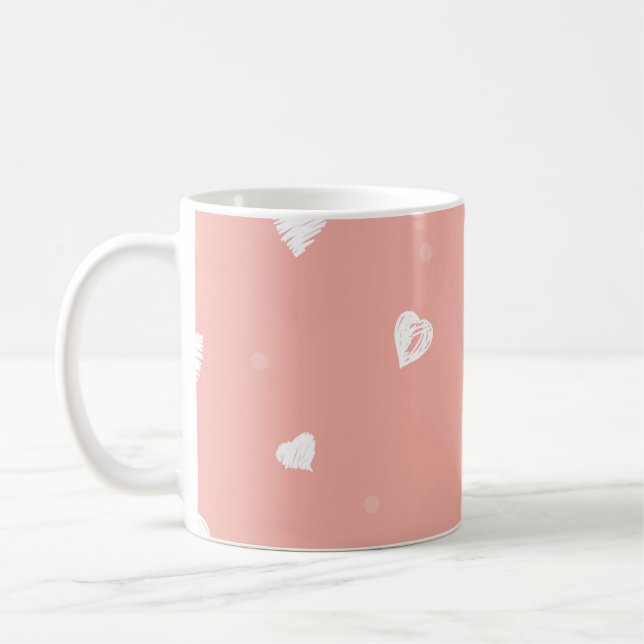 Caneca De Café Abstract seamless pattern with hand drawing hearts (Esquerda)