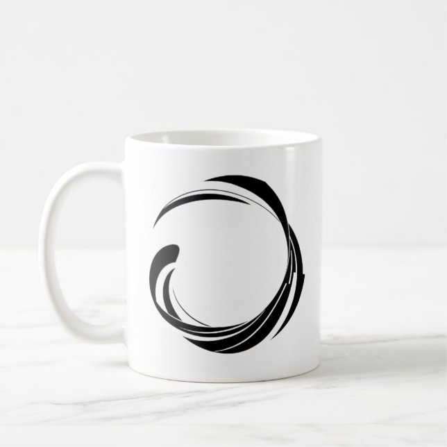 Caneca De Café Abstract Swirl Circle Design – curved ring artwork (Esquerda)