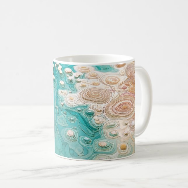 Caneca De Café Abstract Topographic Ocean Art (Frente Esquerda)