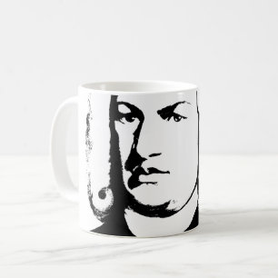 Caneca De Café Abstractamente e Johann Sebastian Bach em preto