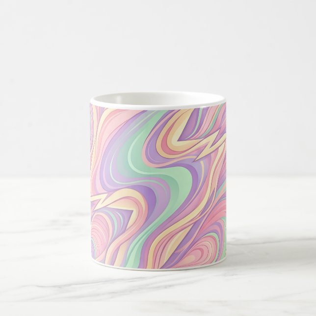 Caneca de Café Abstrata com Raio Pastel Suave (Centro)