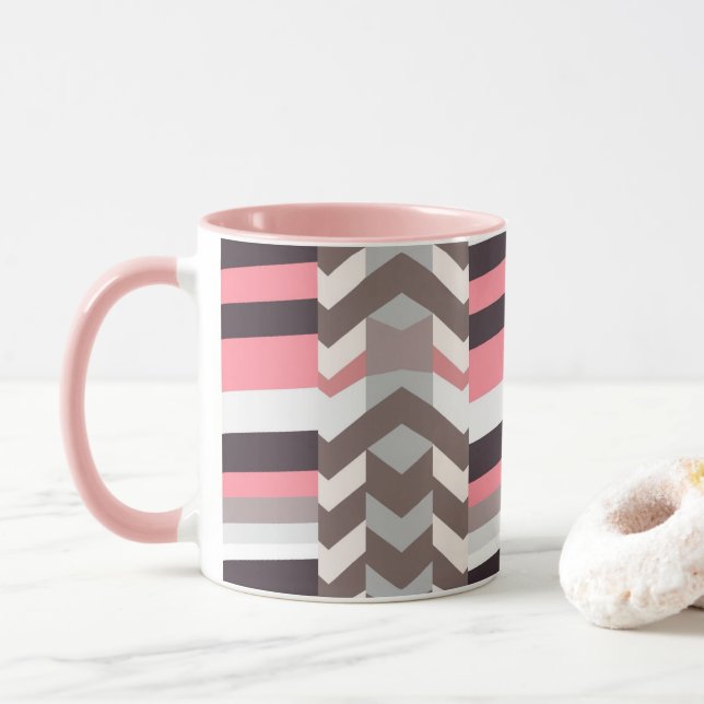 Caneca de Café Abstrata Rosa (Com Donut)