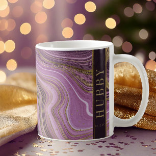 Caneca De Café Abstrato Agate Wedding Hubby Mauve ID827 