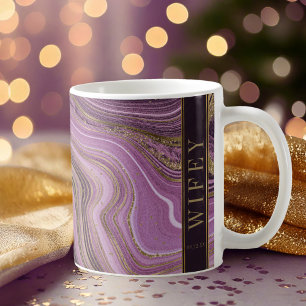 Caneca De Café Abstrato Agate Wedding Wifey Meia-Noite, ID827 Caf