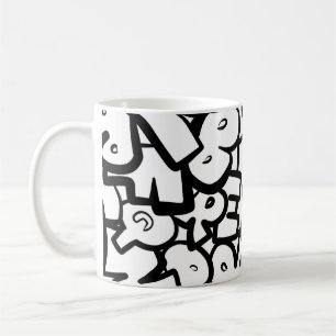 Caneca De Café Abstrato alfabetos