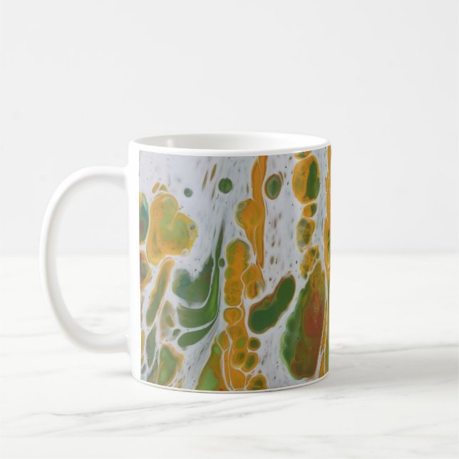 Caneca De Café Abstrato amarelo, cobre e verde (Esquerda)