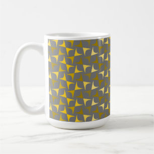 Caneca De Café Abstrato, amarelo-padrão e cinza