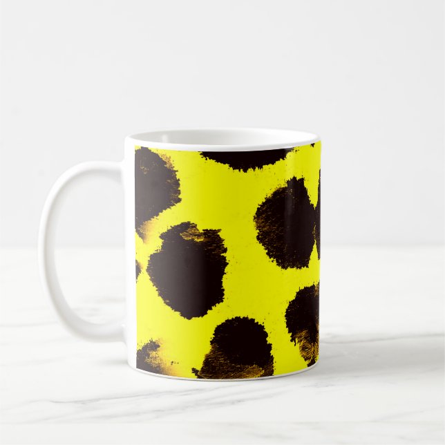 Caneca De Café Abstrato Animal Print Lepard Watercolor (Esquerda)