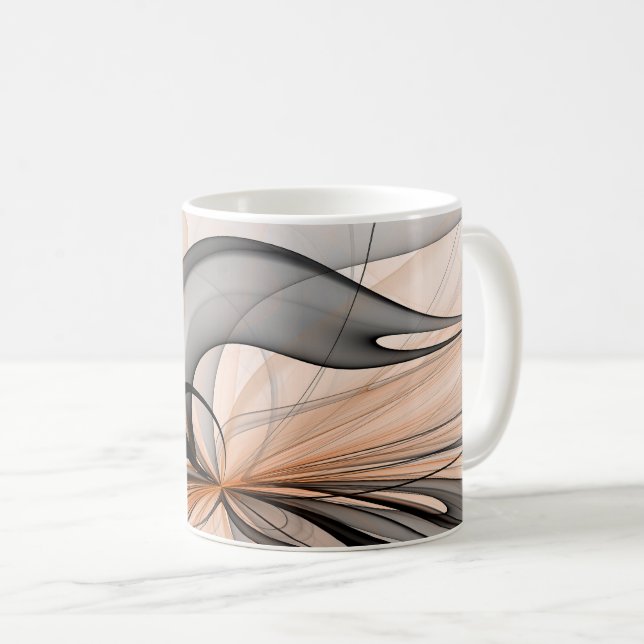 Caneca De Café Abstrato Anthracite Cinza Siena Moderna Arte Fract (Frente Esquerda)