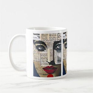 Caneca De Café Abstrato Art   Arte digital com rosto feminino