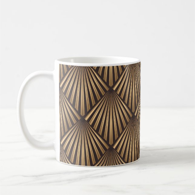 Caneca De Café Abstrato Art Deco: Elegância Dourada. (Esquerda)