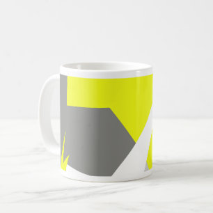 Caneca De Café Abstrato Art Energy Yellow Cinza