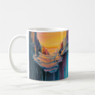 Caneca De Café Abstrato Art Mug, Paisagem Colorida Mug, Única