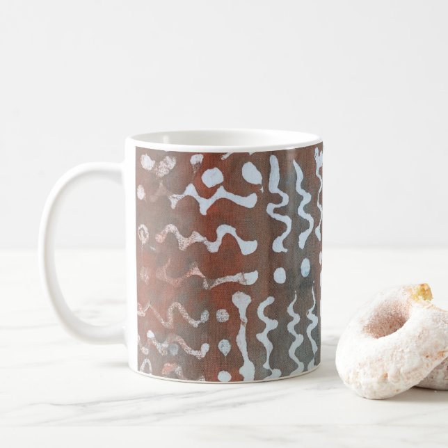 Caneca De Café Abstrato Art Patterno Batik Coffee Mug (Com Donut)