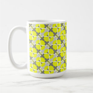 Caneca De Café Abstrato Art Yellow Cinza White Patterne Cup
