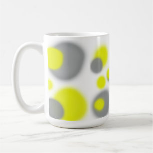 Caneca De Café Abstrato-Arte de Cinza Branco Amarelo