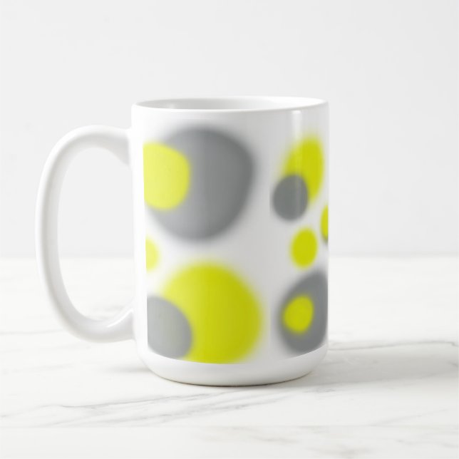 Caneca De Café Abstrato-Arte de Cinza Branco Amarelo (Esquerda)