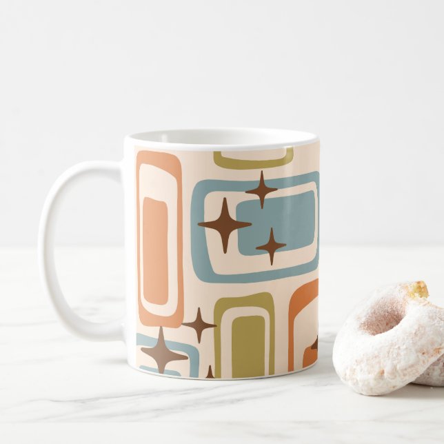 Caneca De Café Abstrato Atômica Moderno de Meio século Retroativo (Com Donut)